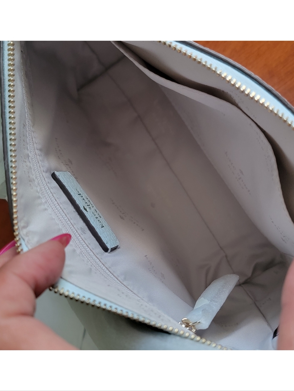 Kate Spade WKRU0258 Monica Small Crossbody Ice Blue Pebbled Leather Bag NWT - Picture 11 of 15